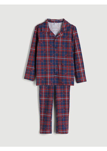 Yeni Sezon Gömlek Yaka Erkek Çocuk Pijama Takımı
