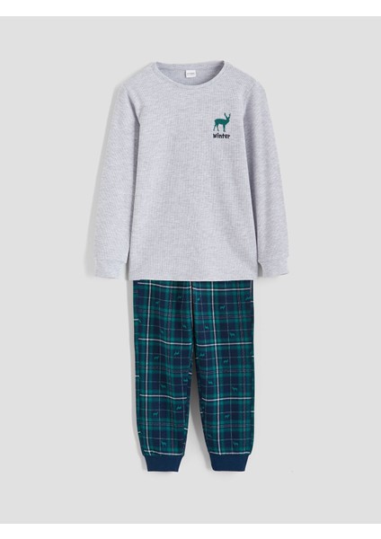 Yeni Sezon Bisiklet Yaka Erkek Çocuk Pijama Takımı