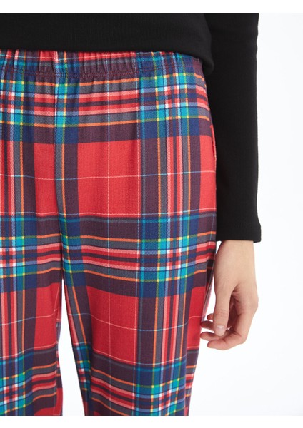 Yeni Sezon Beli Lastikli Ekose Kadın Pijama Alt modelleri