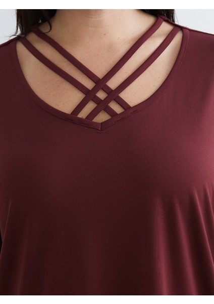 Yeni Sezon Büyük Beden V Yaka Kadın Tişört modelleri