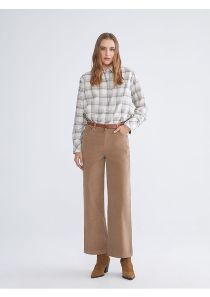 Yeni Sezon Yüksek Bel Kadife Kadın Pantolon