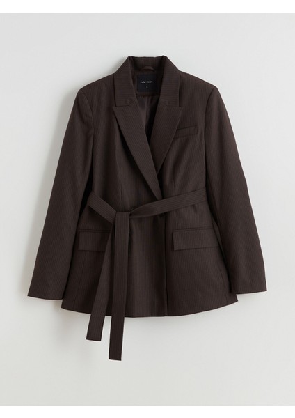 Yeni Sezon Çizgili Beli Kuşaklı Kadın Blazer Ceket indirimleri