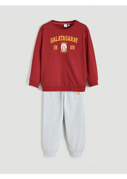 Yeni Sezon Bisiklet Yaka Galatasaray Baskılı Erkek Çocuk Pijama Takımı