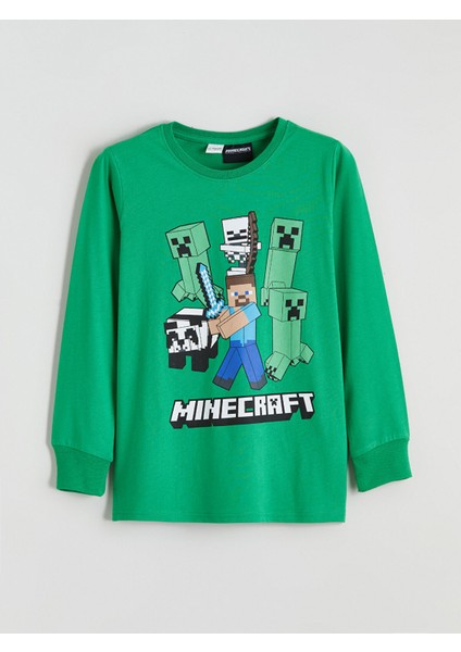 Yeni Sezon Bisiklet Yaka Minecraft Baskılı Erkek Çocuk Pijama Takımı fiyatları
