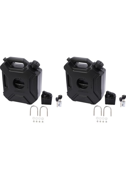 2x 5l Litre Siyah Yakıt Deposu Araç Motosiklet Yedek Petrol Yağ Deposu Yedekleme Jerrycan Yakıt Kabuğu Kilit ve Anahtar (Yurt Dışından)