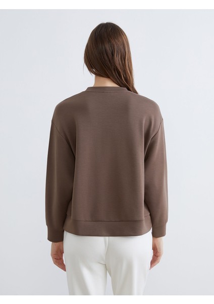 Yeni Sezon Bisiklet Yaka Oversize Kadın Sweatshirt fırsatları