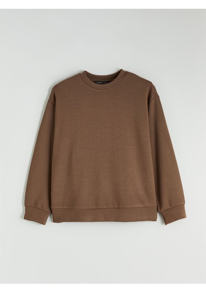 Yeni Sezon Bisiklet Yaka Oversize Kadın Sweatshirt indirimleri