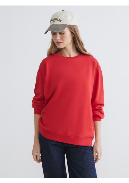 Yeni Sezon Bisiklet Yaka Oversize Kadın Sweatshirt