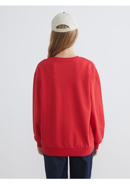 Yeni Sezon Bisiklet Yaka Oversize Kadın Sweatshirt fırsatları