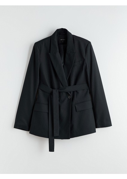 Yeni Sezon Çizgili Beli Kuşaklı Kadın Blazer Ceket indirimleri