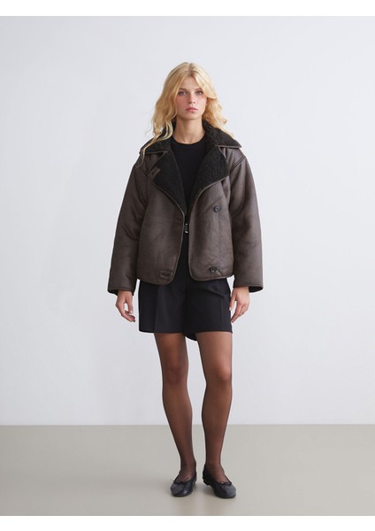 Yeni Sezon Pelüş Biker Yaka Kadın Süet Mont fiyatları