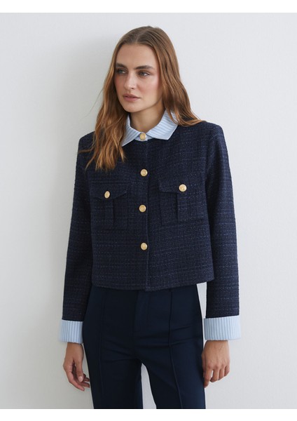 Yeni Sezon Gömlek Yaka Kadın Tüvit Ceket