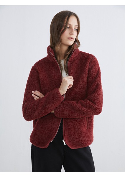 Yeni Sezon Dik Yaka Kadın Pelüş Hırka