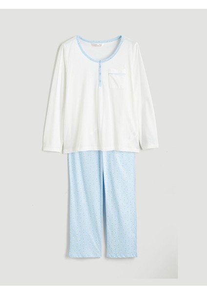 Yeni Sezon Büyük Beden U Yaka Kadın Pijama Takımı