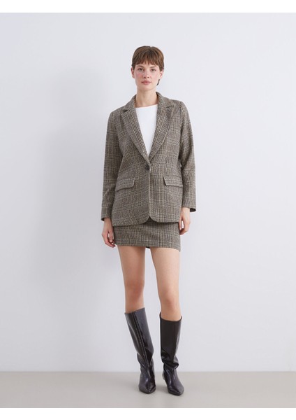 Yeni Sezon V Yaka Ekose Kadın Kaşe Blazer Ceket fiyatları