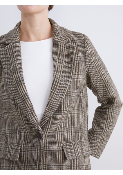 Yeni Sezon V Yaka Ekose Kadın Kaşe Blazer Ceket modelleri