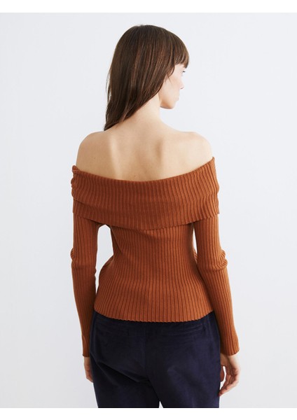 Yeni Sezon Kayık Yaka Büzgülü Kadın Triko Kazak fırsatları