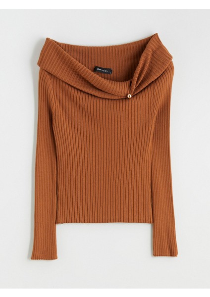 Yeni Sezon Kayık Yaka Büzgülü Kadın Triko Kazak indirimleri