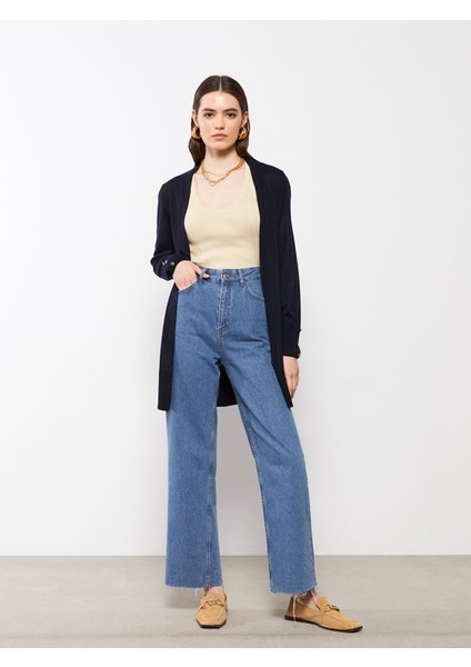 Yeni Sezon Şal Yaka Düz Uzun Kollu Kadın Triko Hırka