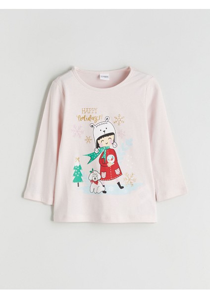 Yeni Sezon Bisiklet Yaka Yılbaşı Temalı Kız Çocuk Pijama Takımı fiyatları