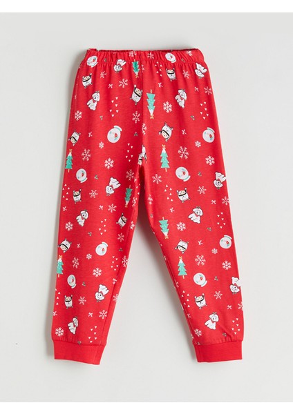 Yeni Sezon Bisiklet Yaka Yılbaşı Temalı Kız Çocuk Pijama Takımı indirimleri