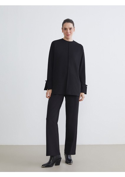 Yeni Sezon Beli Lastikli Geniş Paça Kadın Pileli Pantolon