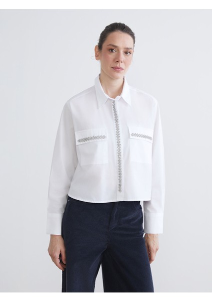 Yeni Sezon Taşlı Oversize Kadın Gömlek