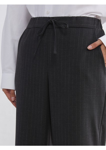 Yeni Sezon Beli Lastikli Çizgili Kadın Pantolon modelleri