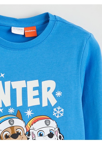 Yeni Sezon Bisiklet Yaka Paw Patrol Baskılı Erkek Çocuk Pijama Takımı modelleri