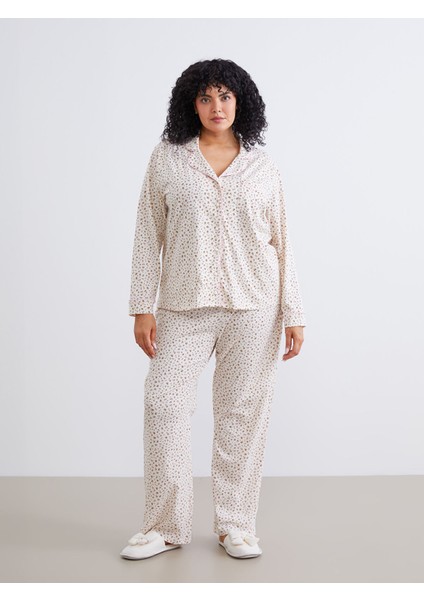 Yeni Sezon Büyük Beden Çiçekli Kadın Pijama Takımı