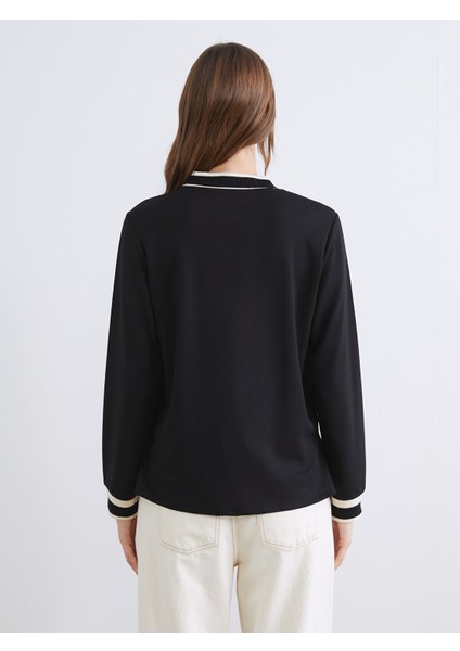 Yeni Sezon Dik Yaka Şerit Detaylı Kadın Sweatshirt Tunik indirimleri