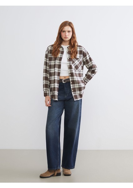 Yeni Sezon Ekose Oversize Kadın Gömlek fiyatları