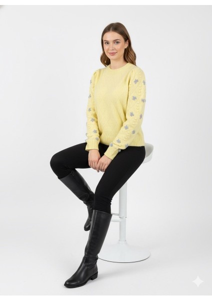 Kadın Kol Çiçek Nakışlı Kazak 7252 fırsatları