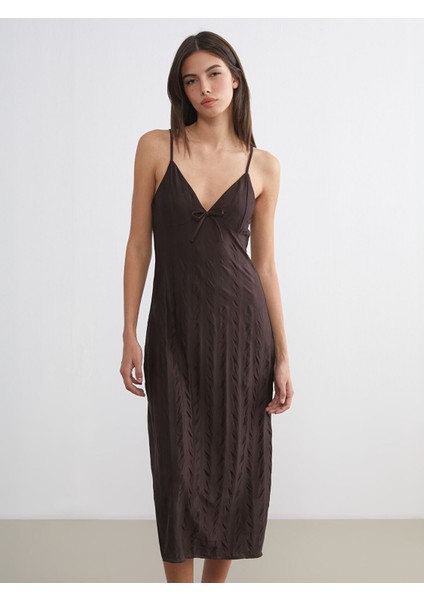 Yeni Sezon V Yaka Desenli Askılı Kadın Fantezi Gecelik