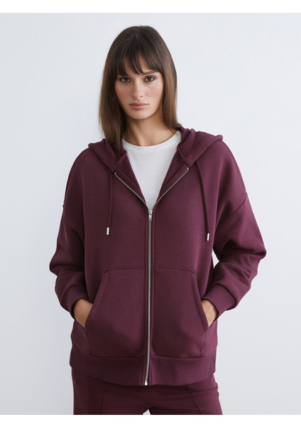 Yeni Sezon Oversize Kadın Kalın Fermuarlı Sweatshirt