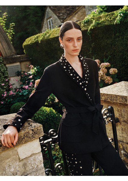 Yeni Sezon Metal Aplikeli Kadın Blazer Ceket