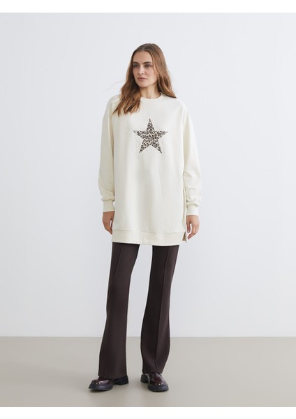 Yeni Sezon Taşlı Oversize Kadın Sweatshirt Tunik fiyatları