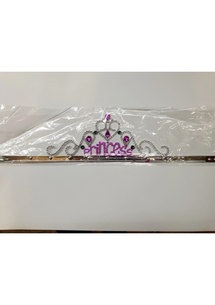 Gümüş Renk Prenses Yazılı Parti Tacı 60 cm modelleri