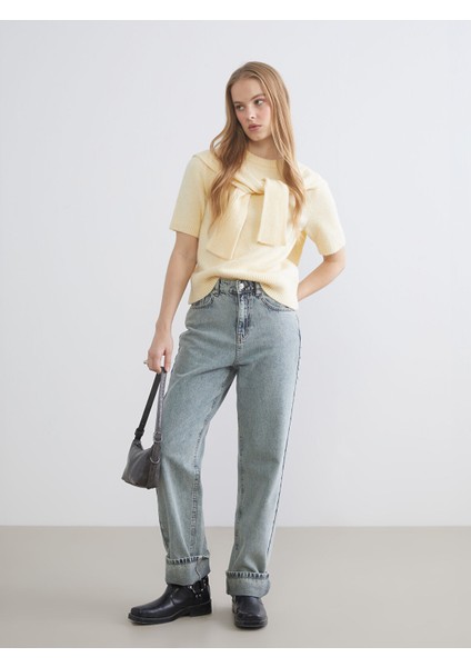 Yeni Sezon Bağlama Detaylı Bisiklet Yaka Kadın Triko Kazak fiyatları