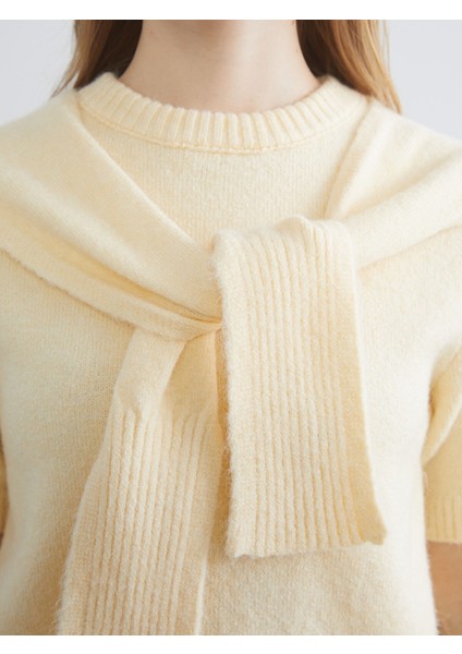 Yeni Sezon Bağlama Detaylı Bisiklet Yaka Kadın Triko Kazak modelleri