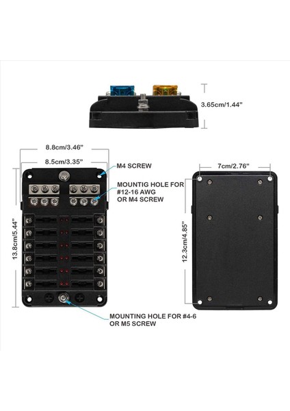 3x 12V 12 Yollu Deniz Sigorta Blok Sigorta Paneli Ground ve 12 Volt Sigorta Kutusu Otomotiv Teknesi Rv Rzr (Yurt Dışından) fiyatları