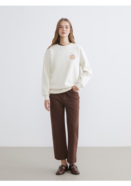 Yeni Sezon Snoopy Baskılı Oversize Kadın Kalın Sweatshirt modelleri