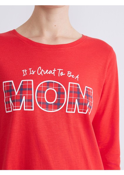 Yeni Sezon Bisiklet Yaka Baskılı Kadın Pijama Üstü fiyatları