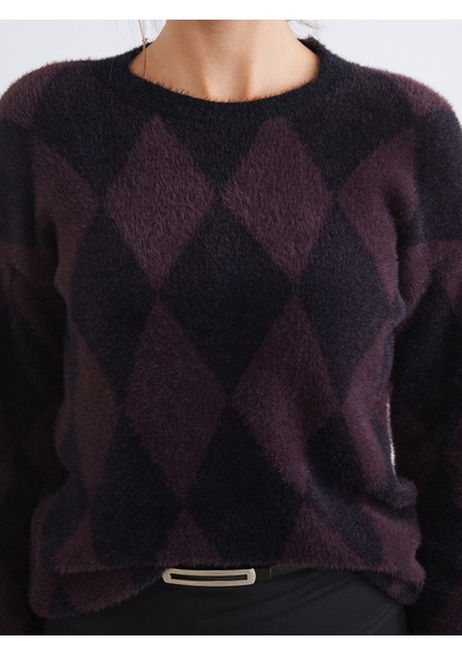 Yeni Sezon Bisiklet Yaka Baklava Desenli Kadın Triko Kazak fiyatları