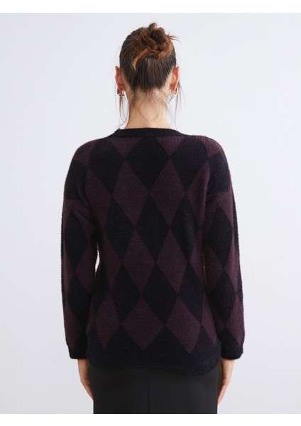 Yeni Sezon Bisiklet Yaka Baklava Desenli Kadın Triko Kazak fırsatları