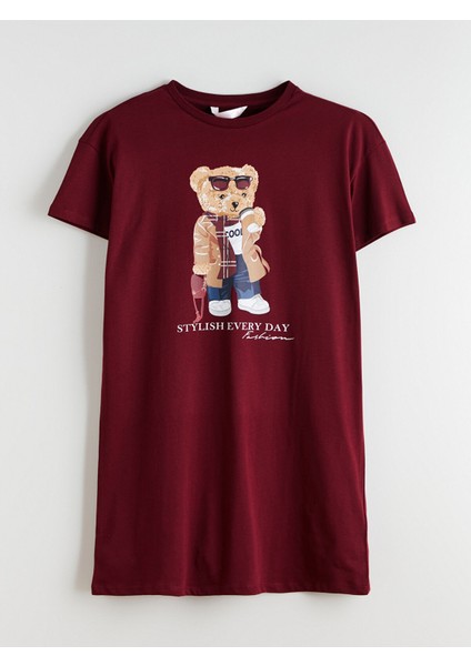 Yeni Sezon Bisiklet Yaka Ayı Teddy Baskılı Kadın Gecelik indirimleri