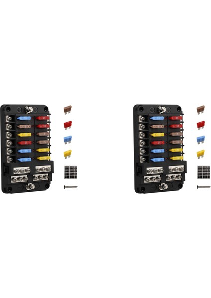 2x 12V 12 Yollu Deniz Sigorta Blok Sigorta Paneli Ground ve 12 Volt Sigorta Kutusu Araba Otomotiv Teknesi Rv Rzr (Yurt Dışından)