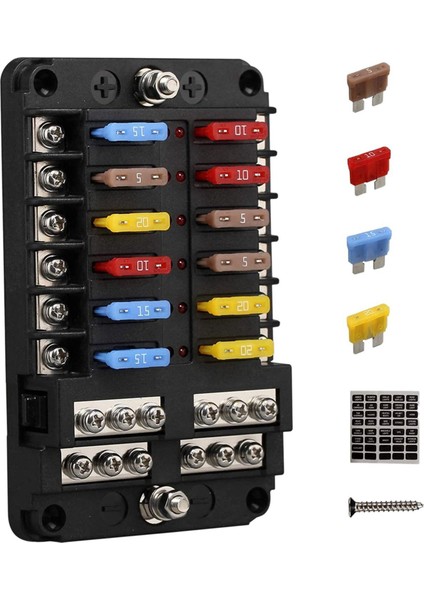 2x 12V 12 Yollu Deniz Sigorta Blok Sigorta Paneli Ground ve 12 Volt Sigorta Kutusu Araba Otomotiv Teknesi Rv Rzr (Yurt Dışından) fiyatları