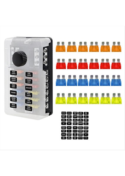 12 Yollu Blade Sigorta Tutucu Blok ve Uyarı Göstergesi Güç Dağıtım Paneli Tahtası Araba Tekne Sigorta Kutusu Tutucu (Yurt Dışından)