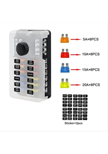 12 Yollu Blade Sigorta Tutucu Blok ve Uyarı Göstergesi Güç Dağıtım Paneli Tahtası Araba Tekne Sigorta Kutusu Tutucu (Yurt Dışından) fiyatları